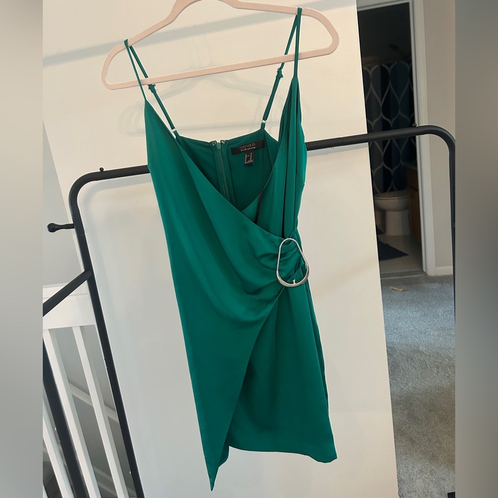 Forever 21 Green Ruched Wrap Cocktail Dress